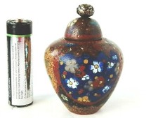 19c Japanese Fine Wire Cloisonné Censer Pot Floral Finial Goldstone Pos Yasuyuki