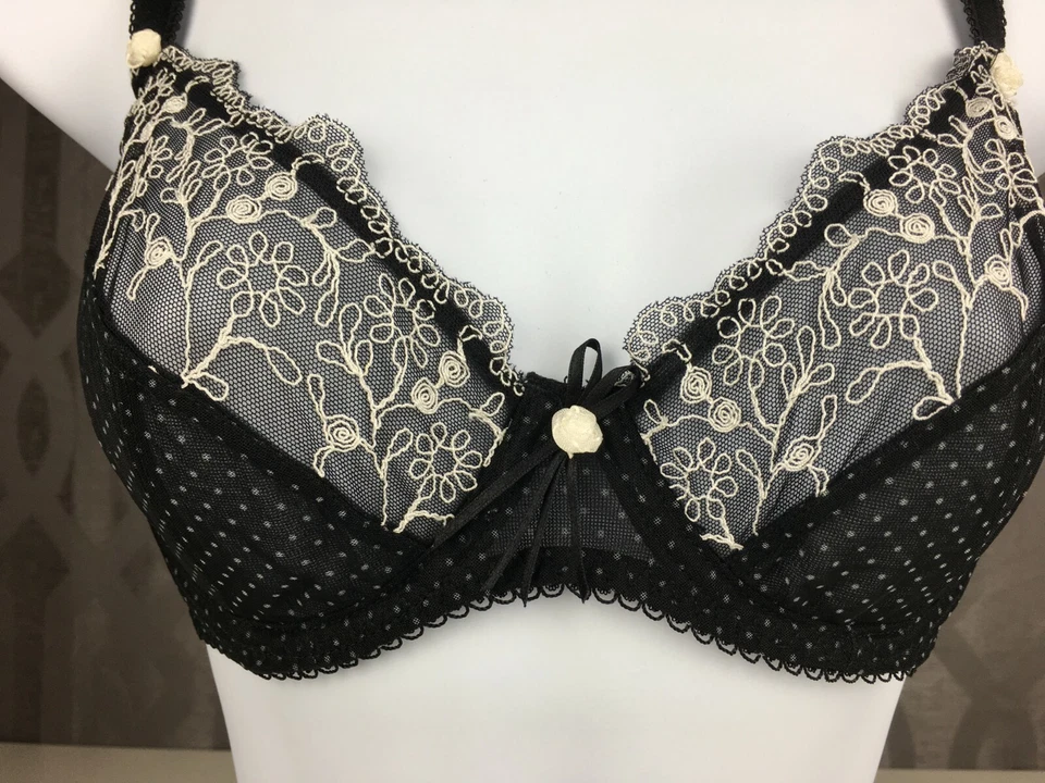 Ruby Pink KEIA Sexy Lingerie Sheer w/ Lace Underwire Bra - Black Polka Dot 1027 - Image 3 of 4