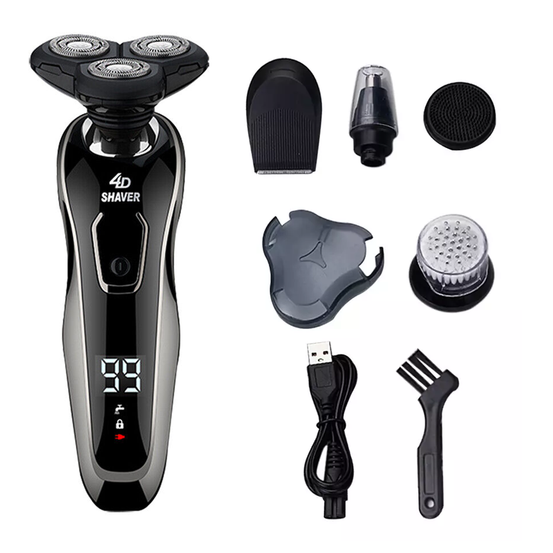 Mens Electric Shaver Razor Wet/Dry Rechargeable Rotary Cordless USB