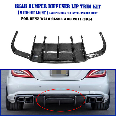 For Benz W218 CLS550 CLS63 AMG 2011-2018 Black Carbon Fiber Rear Bumper Diffuser