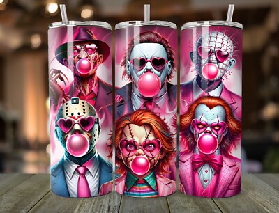 Horrorfilm Becher 20oz - Iconic Villains with Bubblegum & Heart Sonnenbrille -