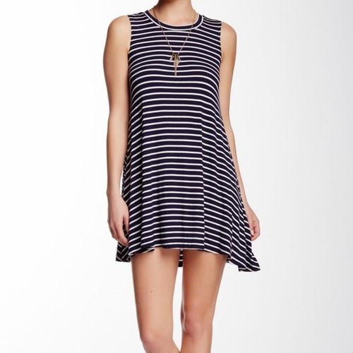 Nwt A. Byer Women's Striped Jersey Fabric Trapeze Style Sleeveless Dress Size S