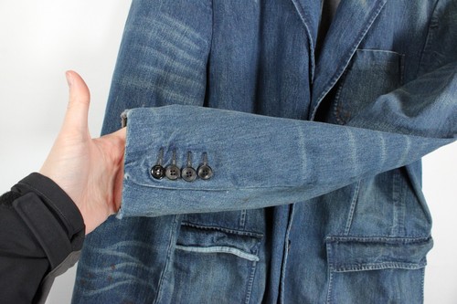 Polo Ralph Lauren Faded Denim Blazer Jacket Vintage Mens 46R Blue Chore Lapel - Picture 7 of 17