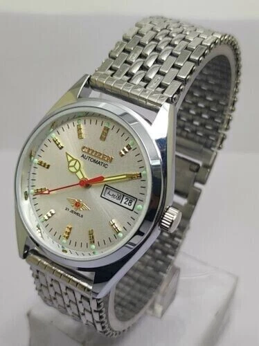 Vintage Citizen Automatic 38MM Day Date Silver Dial Japan Made