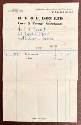 1951 H.F. & E. Ison Ltd, Corn & Forage Merchant, Histon Rd, Cambridge