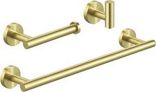 3PC Bathroom Hardware Set SUS 304 Stainless Steel 16 Inch Towel Bar Toilet Paper