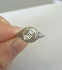 Art Deco 18K White Gold Diamond Filigree Engagement Ring Size 6.25 R20 — photo 5