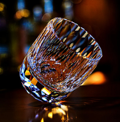 Hand Cut Whiskey Glass 7oz Lead Free Crystal Rock Glass Diamond Cut Tumbler Gift