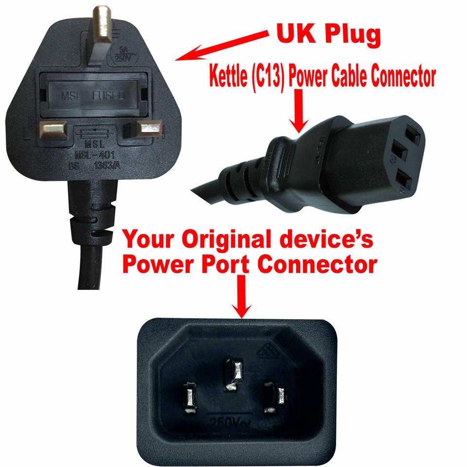 3Pin UK Mains Lead IEC C13 Power Cable For HP Color LaserJet CP6015DE