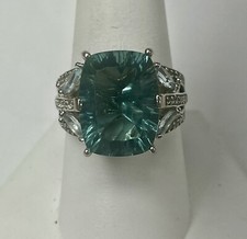 Sterling Silver Green Stone Fashion Ring Size 9.25