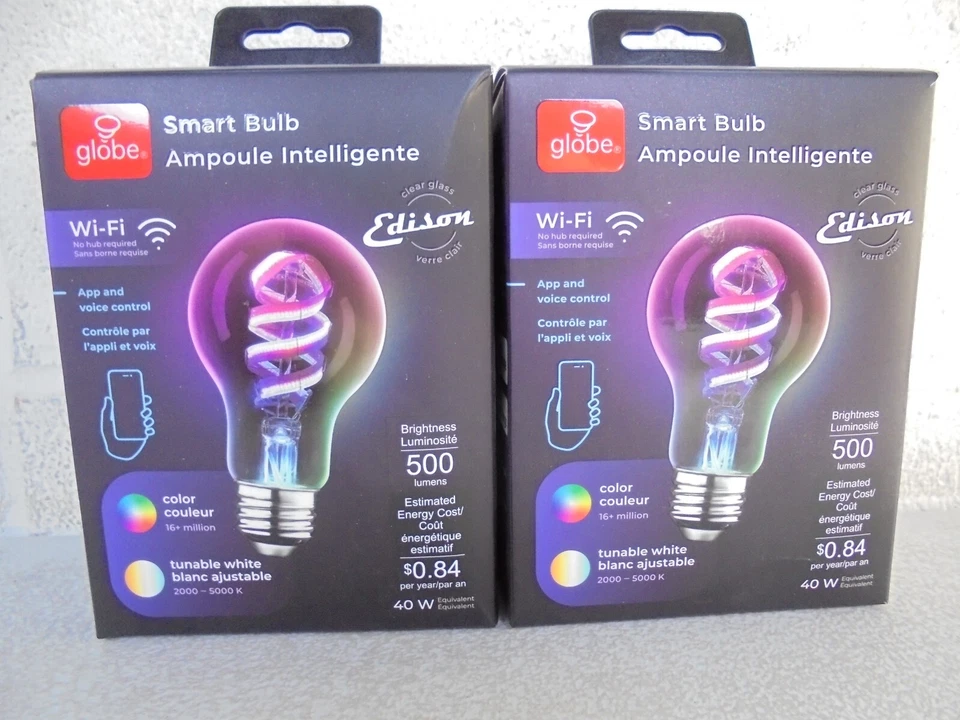 Globe Wi-Fi Smart 7-Watt (40-Watt Equiv) A19 Shape E26 Base LED Light Bulb 2PK - Image 2 of 4