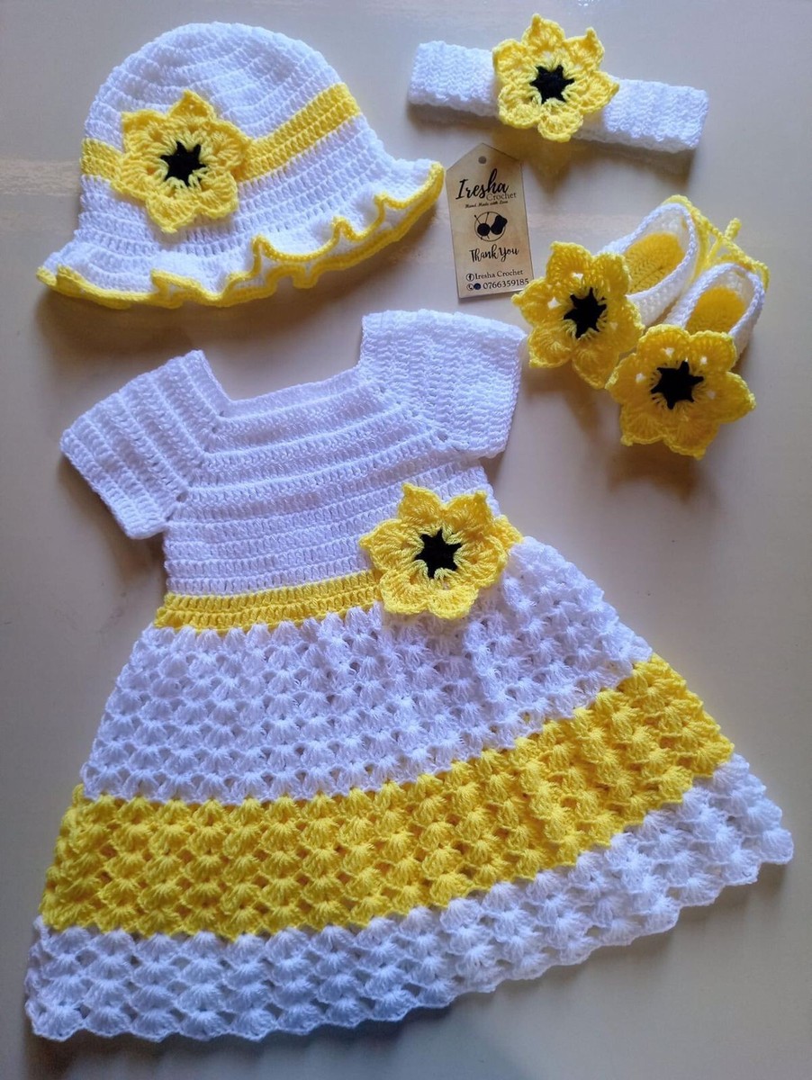 Yellow Crochet Crochet Baby Wear Bee Baby Girl Crochet Dress With