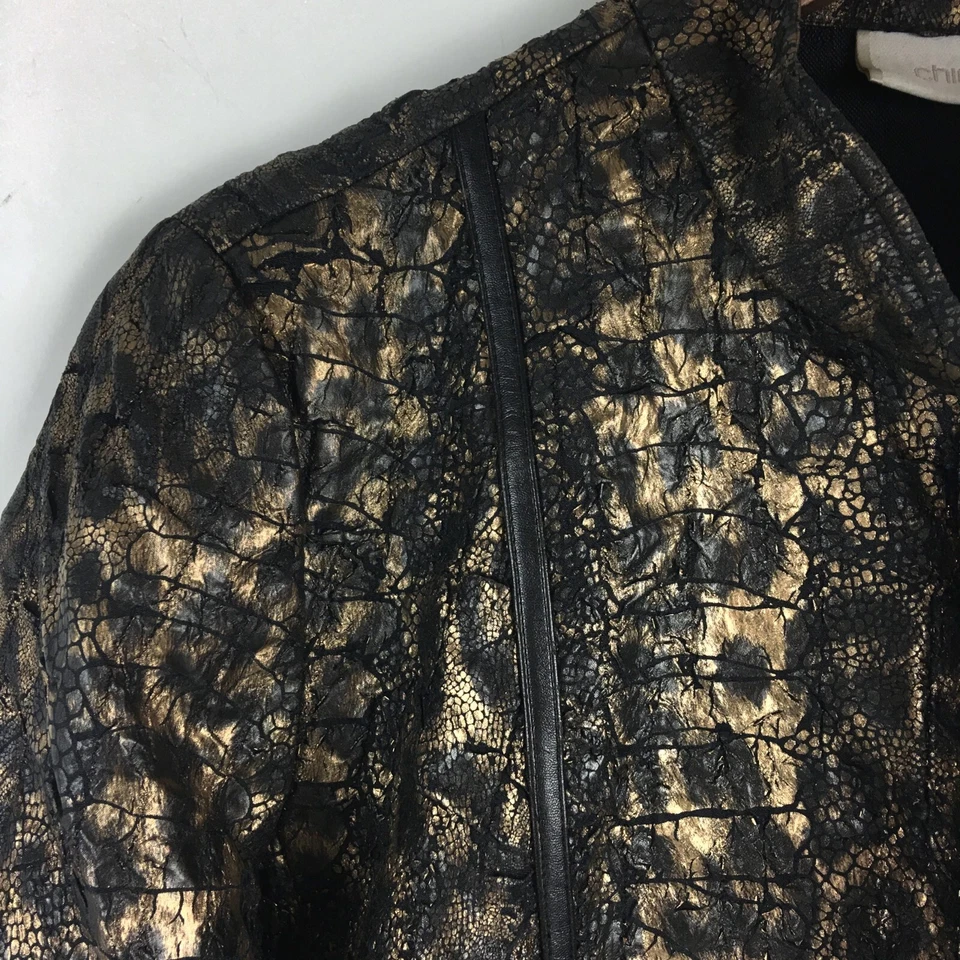 Chicos Womens Jacket 1 Black Brown Cheetah Print 3/4 Sleeve Open US Size Medium - Image 4 of 4