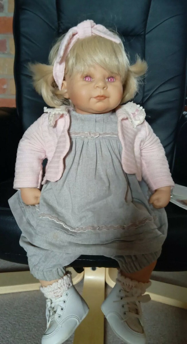 Künstlerpuppe LUISE m. rosa Augen Bettine Klemm 50 cm Zapf