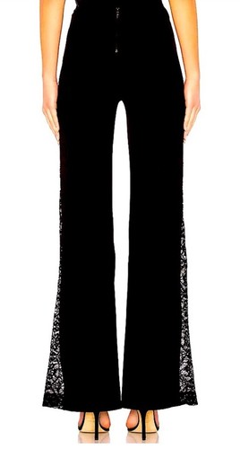 ❤️❤️ NEW $395 Elegant ALICE & OLIVIA SIDE LACE PANEL FLARE LEG BLACK PANTS 12 - Picture 3 of 17