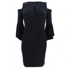 Ralph Lauren Cold Shoulder Sheath Dress Cocktail Evening Event Solid