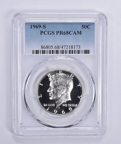 1969-S Kennedy Half Dollar PR68 CAM PCGS Blue Lbl