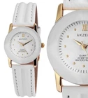 Ladies' Watch Wristwatch Elegant White Gold Cut Glass Faux Leather 3ATM 79/12 by AKZENT