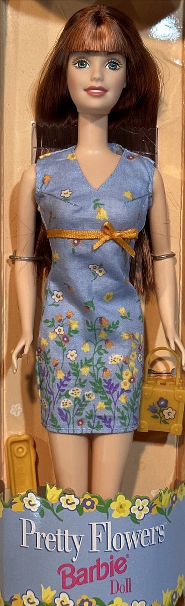 Pretty Flowers Barbie Doll Vintage Bohemian Style Midge Redhead