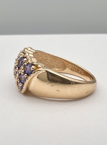 Designer 14k Yellow Gold 1.25ct Approx. Round Tanzanite Wide Cluster Ring - Picture 6 of 8