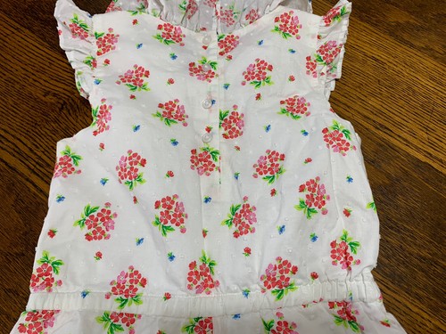 Janie and Jack Girl's White Floral Lined Jumpsuit Ruffle Romper Size 7 - Picture 4 of 5