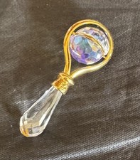 SWAROVSKI CRYSTAL FIGURINE BABY RATTLE Gold Tone Plated