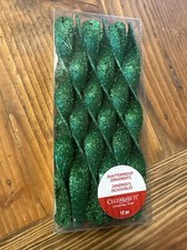 Christmas Shatterproof Ornaments 12pc Glitter Spiral Dk Green Celebrate It 142Q