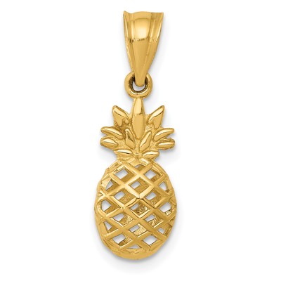 14k poliert 3D Ananas Anhänger K5419