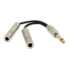 8" Long 6.35mm 2  6.5mm Y Splitter Cable Black