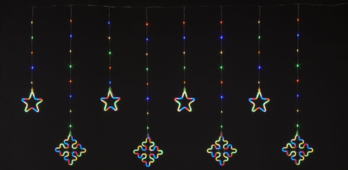 Christmas Decorations Curtain Light 175x105cm 770 LED Star & Snowflake CL10056 - Picture 2 of 4