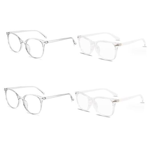4 Pack Blue Light Blocking Glasses for Computer Gaming Women Fashion 4*clear