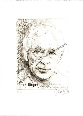Original-Radierung: Ernst Jünger, 1999 *NUMERIERT und SIGNIERT* Nolte, Udo :