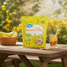 4 Pack Great Value Sweetened Banana Chips 12oz Delicious Chewy Fruit Snacks