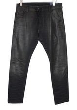 DIESEL Krooley-CB-Ne 084JB Men Jeans W32 Sweat Jogg Wax Black Slim Carrot RRP320