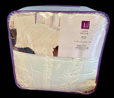 Lush Decor Ivory 4 Piece King Comforter Set OEKO-TEX NWT