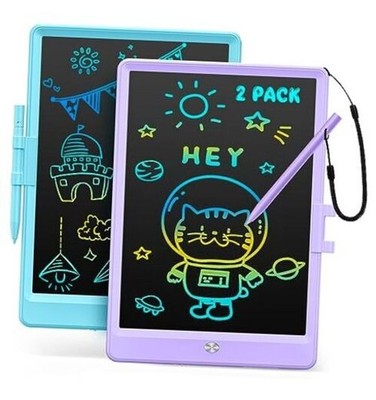 LCD Writing Tablet, 2Pack Reusable Drawing Pad for Kids, Colorful Blue+purple