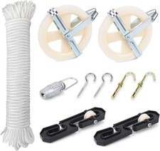 Outdoor Clothesline Kit 5" Nylon Clothesline Pulley Kit 150ft Polyester Clothes