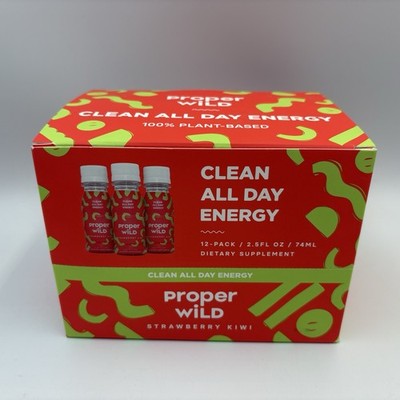 Proper Wild Clean All Day Energy Shot Strawberry Kiwi 12-Pack 2.5 fl oz Vegan