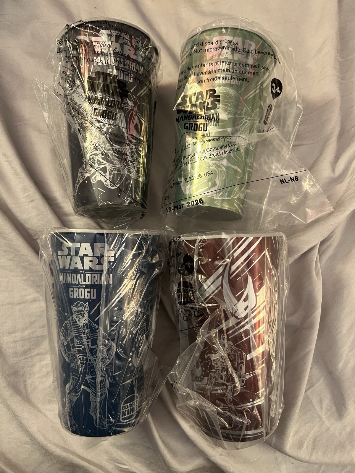 Star Wars Burger King Plastic Cup 2026 The Mandalorian And Grogu, Complete Set 4