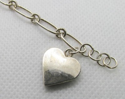 925 STERLINGSILBER ABWECHSELND RUND & OVAL 6,75'' ARMBAND MIT HERZ 6,2 G