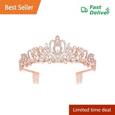 Araluky Crystal Tiara Crown Headband Princess Elegant Tiara with Combs for Wo...