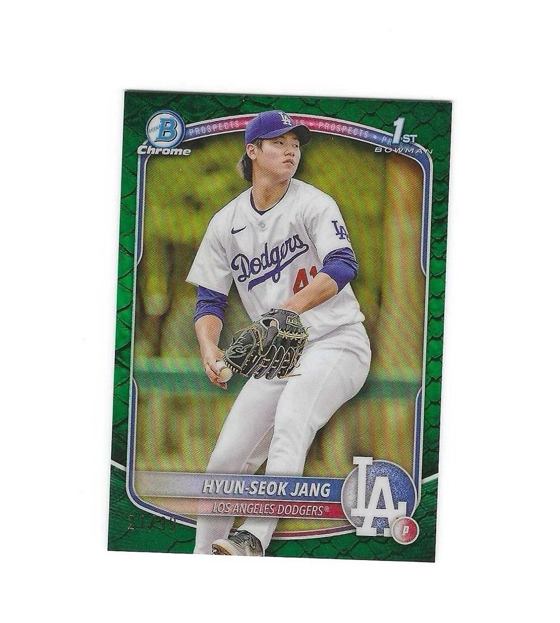 HYUN-SEOK JANG 2025 Bowman Chrome Prospects Green Reptile 1st Bowman RC 21/99