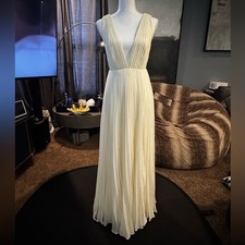 Fame & Partners x Davids Bridal Ivory Pleated Chiffon Dress 2 Bridal