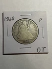 1868 P Seated Liberty Silver Half Dollar Rare Key Date VG