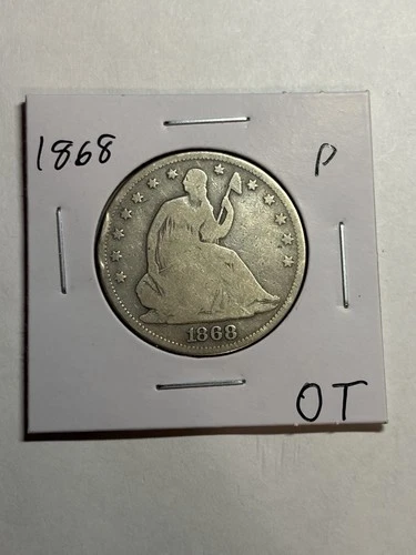 1868 P Seated Liberty Silver Half Dollar Rare Key Date VG