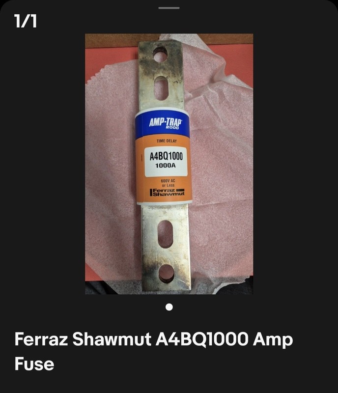 FERRAZ SHAWMUT L FUSE A4BQ1000 1000A 600VAC, 500VDC