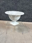Vintage 1960's Indiana Glass Embossed Milk Glass Pedestal Bowl