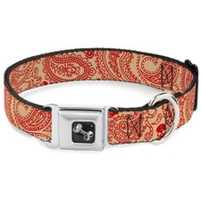 Dog Collar Bone Bandana/Skulls Gold/Scarlet Red Small 9.5-13"