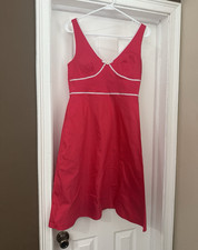 H&K Originals Petite Red Sleeveless V-Neck Fit & Flare Knee Dress 8P 220543JP
