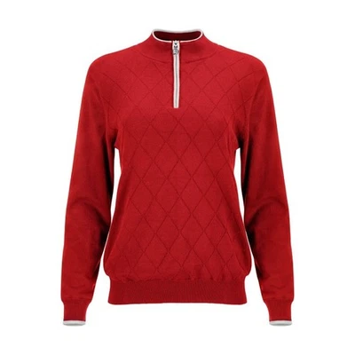 JRB GOLF JRB windabweisender 1/4 Zip warm gefütterter Golfpullover Baumwolle ROT Selbstmuster S-XXL